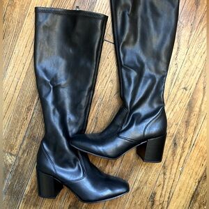 Franco Sarto Wide Calf Knee High Black Heeled Boots